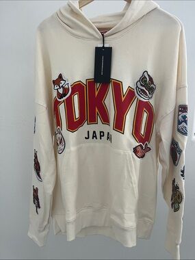 IKIGAI BrandMakers Tokyo Japan Graphic Hoodie Sweatshirt - Cream Large